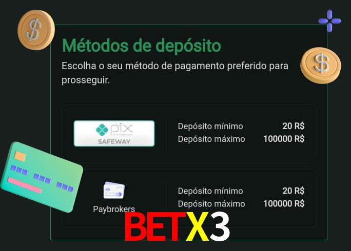 O cassino BETX3 oferece uma grande variedade de métodos de pagamento